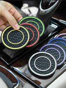 2pcs Universal Car Cup Holder Pads - 2.75 Inch PVC Silicone Double Honeycomb Center Console Cup Holder, Anti-Slip, Shock-Absorbing, Dust-Proof, Soft, Easy To Clean - Fits Most Car Models - Keep Your Car Interior Clean And Protected - A - View 7
