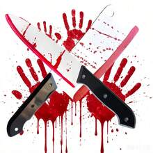 Halloween Horror Cosplay Prop Plastic Fake Knife Set, Bloody Horror Weapon Style Costume Party Accessories, Suitable For Haunted House And Dark Gothic Scene Decoration - Fake Knife Props - View 12