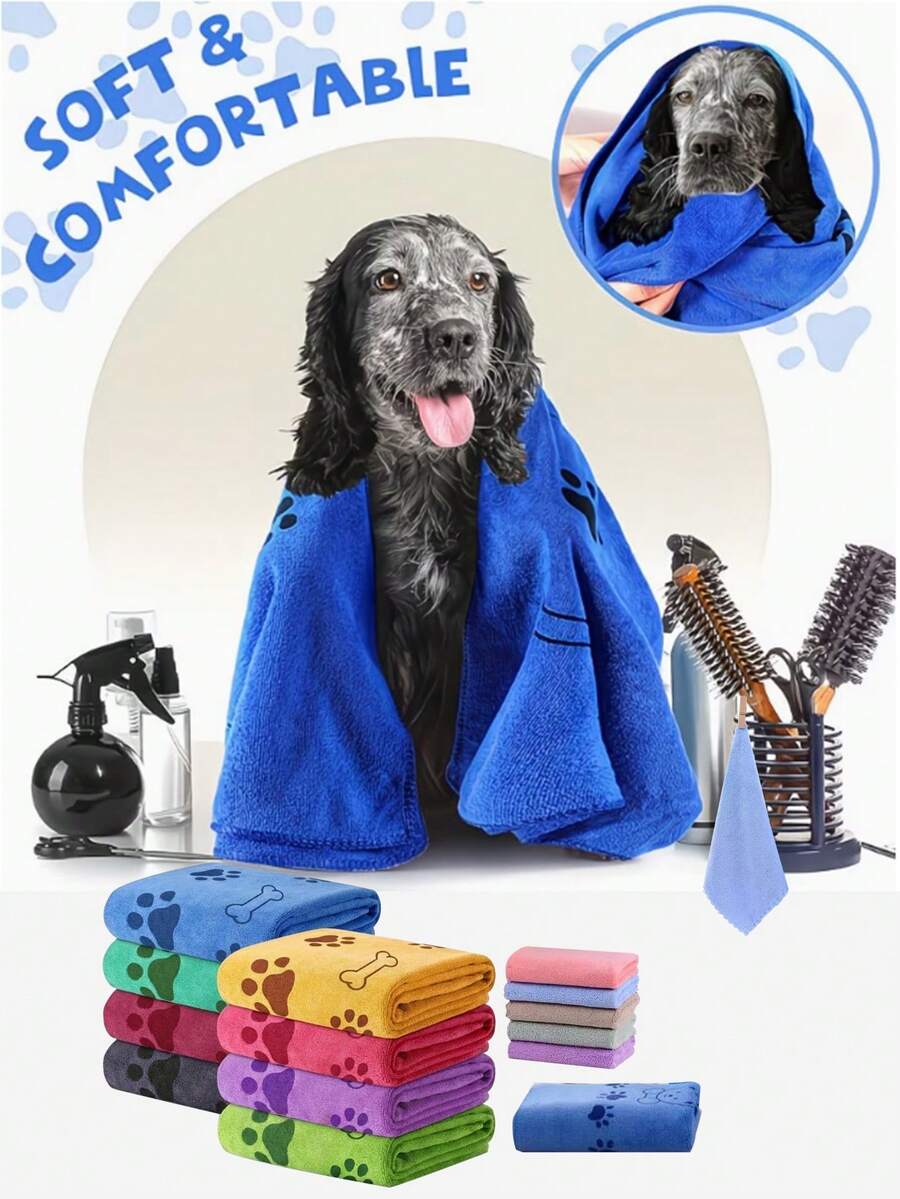 Absorbent Pet Towel, Suitable For Dogs And Cats Bathing. Used For Drying Cats And Dogs After Bathing And Outdoor Use Pet Grooming. Suitable For Year-Round Use. | Pet Cleaning Towel