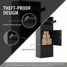 [Free Shipping] Package Delivery Bin 10.5" X 15.5" X 41.3" For Home Business Porch, Lockable Storage Compartment Heavy Duty Metal Construction Freestanding Floor Mount Express Mail Receiver Black Finish-XY248358 - Multicolor - View 3