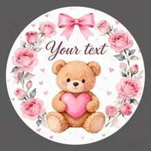 Pink Bow Baby Baptism Thank You Gift Stickers Round, Pink Plaid Baby Girl Snack Bag Gift Labels Bow Baby Decoration - Multicolor - View 4