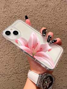Pink Lily Fashion Transparent Shockproof Phone Case Compatible With Apple 16/14/15/15Pro/15Plus/15ProMax/12Pro/13Pro/14Pro/12ProMax/13ProMax/14ProMax/14Plus/16Pro/16Plus/16ProMax/17/17Pro/17Pro Max Birthday Gift, Vacation Gift - Clear - View 4