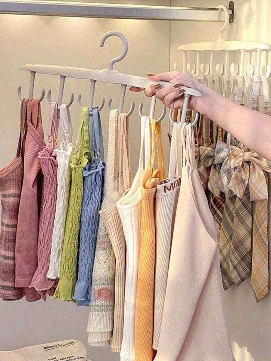 12-Hook Rotating Clothes Hanger, Space-Saving Underwear & Camisole Rack, Wavy Design, Multi-Functional... Home & Dorm Hook, Suitable As Gift For Friends, Family, Classmates, Travel, Random Mixed Colors - View 1
