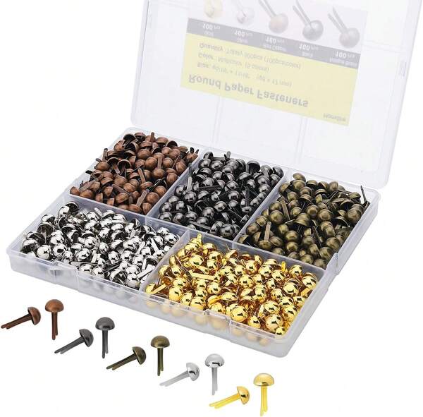 Brads For Paper Crafts, 500pcs Multicolor Metal Paper Fasteners, 8x17mm Fasteners For Crafts, Paper Brads, Round Head Fasteners, Split Pin