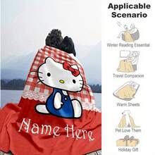 SANRIO 1件個性化法蘭絨毯,可愛卡通圖案,可客製化姓名文字,柔軟保暖,適合午睡、沙發、辦公室床鋪、露營旅行,多功能禮品蓋毯,四季適用 - 彩色 - 查看 10