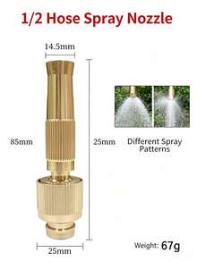 1pc Solid Brass High‑Pressure Adjustable Water Nozzle, Multipurpose Straight‑Flow Sprayer For Car Washing, Garden Watering And Household Cleaning, Fits 1/2" & 3/4‑Inch Hoses - A - View 3
