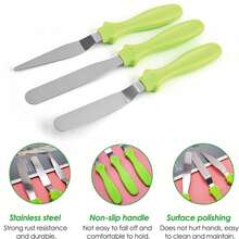 Butter Spatula Set, 3Pcs Stainless Steel, Small Size, Durable Smooth Edge, Pastry Icing Cake Baking Tools - Black - View 3