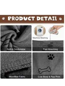 Absorbent Pet Towel, Suitable For Dogs And Cats Bathing. Used For Drying Cats And Dogs After Bathing And Outdoor Use Pet Grooming. Suitable For Year-Round Use. | Pet Cleaning Towel - Multicolor - View 5