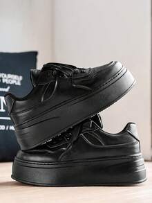 Men's Versatile Thick Sole Height-Increasing Casual Sports Lightweight Stylish Shoes - Black - View 3