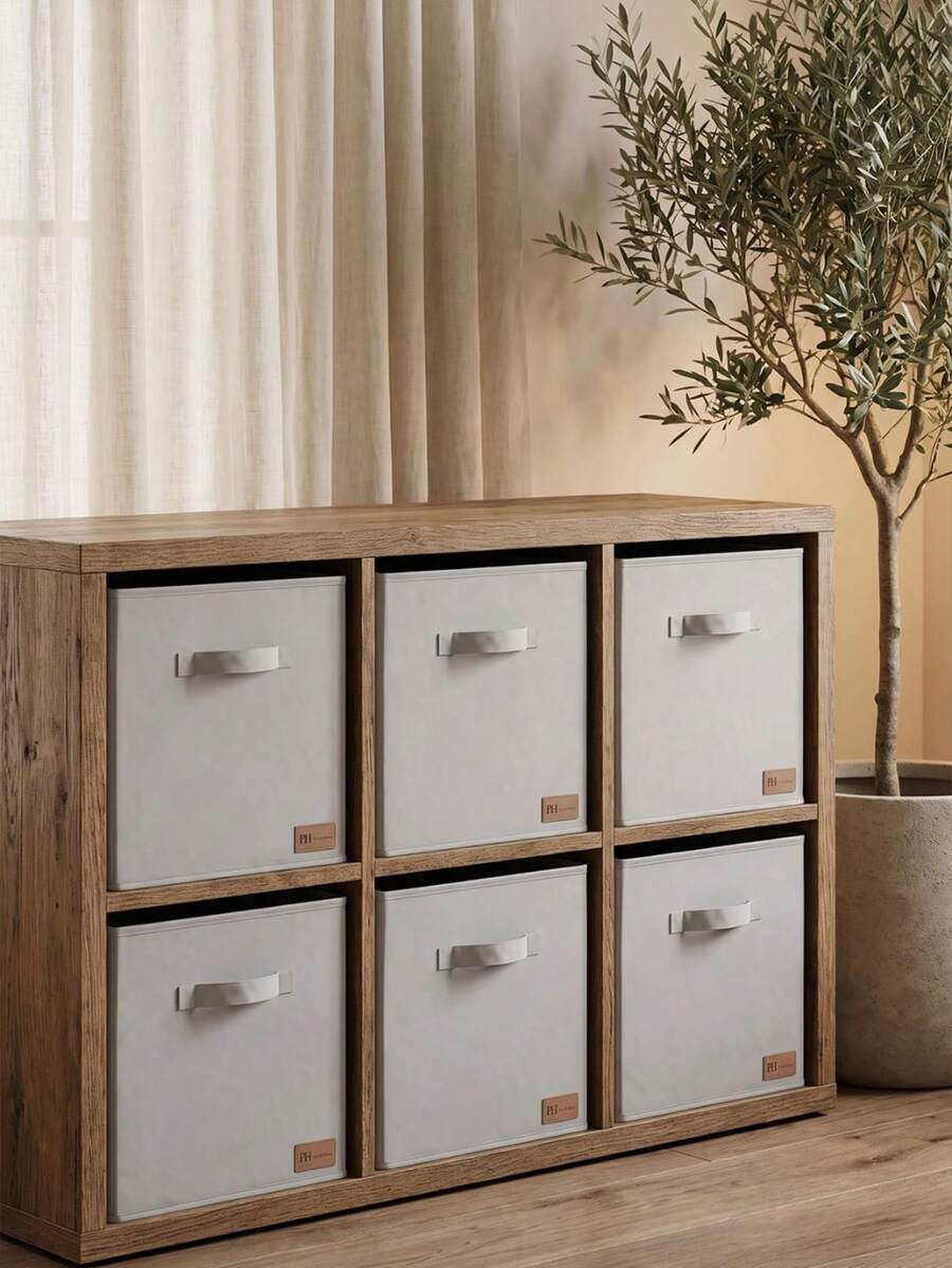 Gray Striped Lid Organizer And Storage Box 30x30x30 - Grey - View 1