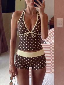 2026 Summer New Fashionable Polka Dot Print Bikini Set For Beach Party Vacation - Multicolor - View 2