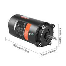Motor de bomba de piscina    de , estructura 56J, 115 V (8 A)/230 V (4 A), 3450 RPM, 60 Hz, factor de servicio 1,5, condensador de 80 μF/250 V, motor de repuesto con brida redonda y rotación en sentido antihorario. - 0.75 CV - Ver 10