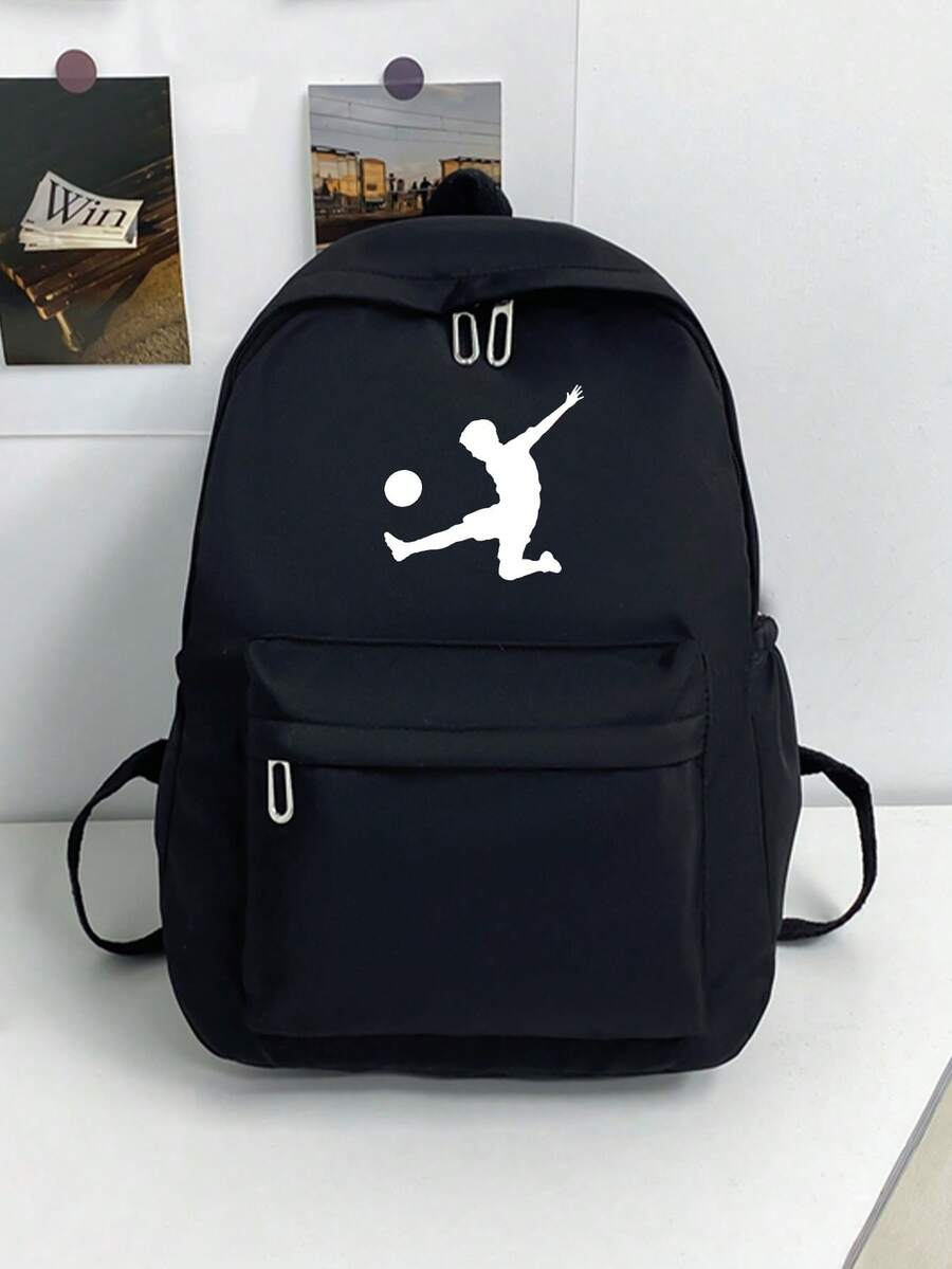 1pc Solid Color Men's Fashion Backpack, Versatile Large Capacity Casual Commute Student Backpack For Men And Women - Black - View 1