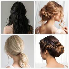 Almohadilla de esponja tipo donut para volumen explosivo del cabello, herramienta de volumen y clip para el cabello, marrón claro, negro, beige, marrón oscuro - Ver 4