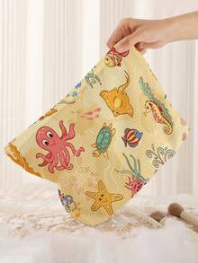 1pc Portable Cosmetic Storage Bag With Ocean Elements Turtle, Starfish, Octopus Pattern Double-Sided Print Travel Zipper Makeup Bag Multi-Functional Toiletry Organizer - Multicolor - View 5