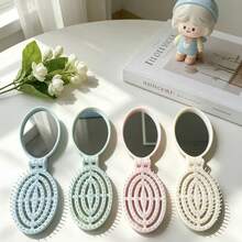 1 chiếc lược gấp đa màu, lược gấp cầm tay kèm gương tích hợp - Một kích thước - Xem 7