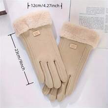 1 Pair Winter Touchscreen Gloves, Fleece Lining, Thickened Warmth, Unisex, Durable Polyester Material, Multiple Colors Available, Suitable For Ice And Snow Sports And Christmas Gifts, Winter Warm Gear - Multicolor - View 3