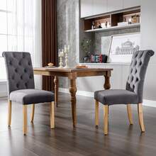 4 Piece Velvet Grey Dining Chairs Set With Oak Legs - Modern Style For Living Room, Reading Nook Or - 灰色 - 查看 4