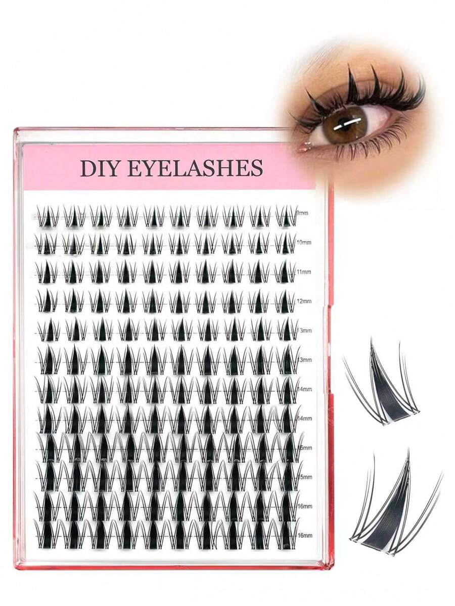 120 Clusters DIY Individual False Eyelashes, D Curl, Natural Fluffy, 9-16mm Mixed Length, Long, Lightweight Soft And Reusable, Suitable For Daily, Party, Wedding, Travel And Halloween And Other Occasions - D - View 1
