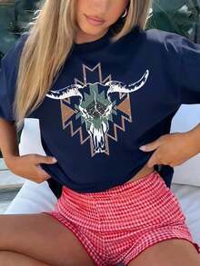 Women T-Shirts - 深藍色 - 查看 3