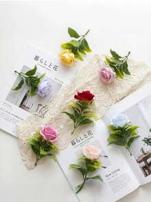 10/20pcs Artificial Roses, Flocked Material Soft Touch 10cm/4in, Suitable For Wedding Decor, Bridal Bouquet, Home Decor, Anniversary, Birthday Party, DIY Crafts, Floral Centerpiece, Party Backdrop, Outdoor Garden Decoration - Rose - View 3