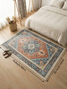 1 Stück blauer Teppich im böhmischen Stil für Wohnzimmer, geeignet für Küche, Esszimmer, Schlafzimmer, Feiertagsdekoration, Innen-/Außenbereich, Büro, rutschfeste Fußmatte, Badezimmerteppich, Flur, Arbeitszimmer, Gaming-Bereich - marineblau - Übersicht 13