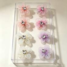 6pcs Women's Blue Mesh Floral Hair Clips, Cute Elegant Bangs Clips, Versatile Side Hair Clips For Girls, Gentle Fairy Style Exquisite High-End Cherry Blossom Hair Pins, Suitable For Daily Wear - Blue - View 11