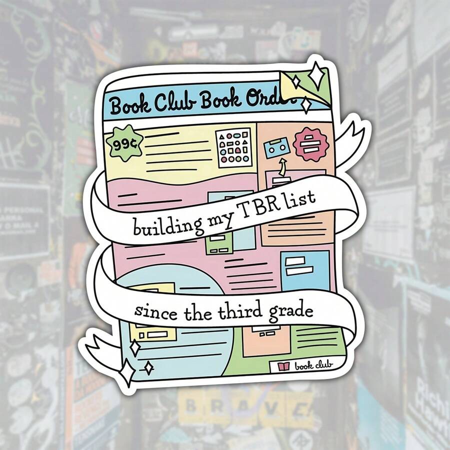 3Inch Tbr Bookish Sticker Cute Reader Aesthetic Reading Humor Decal For Laptops Water Bottles Notebooks Cups Journals Lockers For Students Teachers Office Workers Creatives Book Lovers And Anyone With An Endless Tbr - Multicolor - View 1