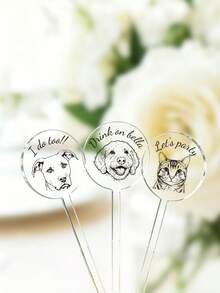 20pcs/50pcs Personalized Acrylic Pet Cocktail Stirrers, Customized Wedding Stir Sticks, Customized Dog And Cat Stir Sticks, Customized Wedding Drink Stirrers - Multicolor - View 6