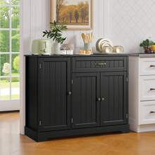 Asofer Room Decoration Coffee Table Cabinet With Storage, Kitchen Storage Furniture With Door Shelves, Home Decor Living Room Sideboard Buffet With Drawer For Kitchen, Bathroom, Dining Room Organizing - Black - View 8