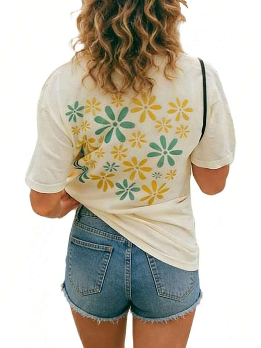 Women T-Shirts - 米白色 - 查看 1
