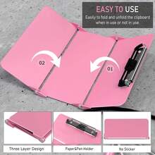 Aluminum Alloy Portable Foldable 3-Panel Writing Pad Clipboard, Office And Study Supplies, Stationery Storage, File Box, Bin And Rack, Foldable Metal Folder Large Capacity Clipboard, Multi-Function Writing Board, Desktop Storage Box - A - View 9