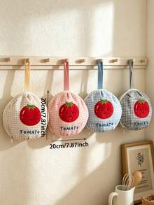 Cute Embroidered Underwear Storage Bag, Portable Round Travel Organizer Bag For Bras, Socks, Strawberry Pattern, Toiletries And Cosmetics Storage Bag With Handle - Multicolor - View 11
