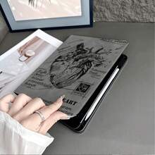 1pc - Heart-Themed Tablet Protective Case, Incorporating Scientific Elements - Ideal For Science Enthusiasts And Romantics, Cool Flip Cover Protective Case With Pen Slot - Multicolor - View 8