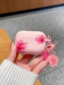 1件裝粉色扶桑花印花花心吊墜防摔Apple藍牙耳機保護殼，夏季甜美性感風耳機保護套，扶桑花殼，情人節、好友日、生日、聖誕節、開學季禮物，適用於Earphonecase、耳機，相容Earphone Pro 3殼、Earphone Pro（第2代） - 彩色 - 查看 14