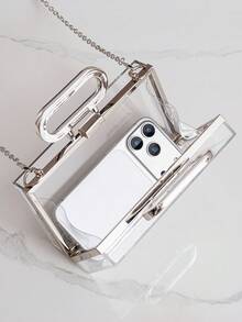 Fashionable Elegant Evening Transparent Box Handbag - Clear - View 9