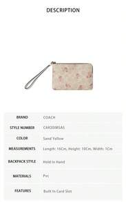 Coach Printed Ladies' Clutch Bag CAR20IMSAS - 沙黃色CAR20IMSAS - 查看 7