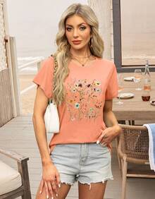 Women T-Shirts - 橘色 - 查看 2