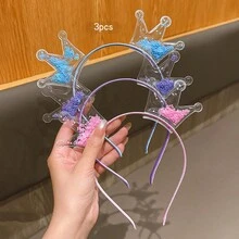 3件組彩色流沙皇冠髮飾髮箍 - 彩色 - 查看 10