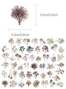 50pcs Vintage Dried Flower Transparent PET Creative Graffiti Stickers For Luggage, Water Bottle, Skateboard And More - A - View 2