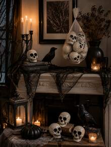 Halloween Skull Decorations, Realistic Skull Props For Indoor Outdoor Halloween Decor, Spooky Skeleton Head Decorations For Haunted House, Graveyard, Yard, Porch, Staircase, Halloween Party And Scary Home Display - Multicolor - View 4