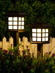 2/6 Stücke schwarze Mini-Haus Solarbetriebene Bodenstecker Wegbeleuchtung, wasserdichte Auto An/Aus LED Landschaftsbeleuchtung, geeignet für Garten, Rasen, Gehweg, Blumenbeet, Außendekoration, Feiertagsgeschenk - Mehrfarbig - Übersicht 6