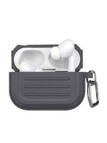 Striped Solid Color Silicone Earphone Case Compatible With AirPods 4 3 Pro2 3 1 2 - Grey - View 2