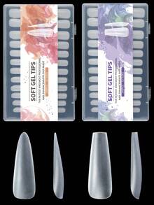240/50pcs Soft Silicone Press-On Nail Clips, Matte Full Coverage Press-On Nails, Pointed Nails, Coffin Nails, Press-On Nails, Girls Women Nail Art DIY Nail Supplies - Multicolor - View 8