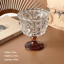 Vintage French Embossed Transparent Glass Dessert Bowl With Lid And Base, Ice Cream Sundae Cup, Elegant Crystal Glass Cup With Relief Design, Suitable For Yogurt, Fruit Salad And Pudding, Home Kitchen Tableware, Luxury Afternoon Tea Supplies - Multicolor - View 21