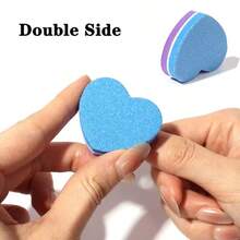 10-60pcs Mini Heart-Shaped Double-Sided Nail Files, Portable Polishing Buffing Blocks, Foam Nail Care Tools - Heart-shaped - View 3