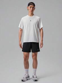Jordan Men's AS DF SPT ESS SS TOP Short Sleeve T-Shirt Knit Collarless Short TIF0883-100 - Black and White - View 6