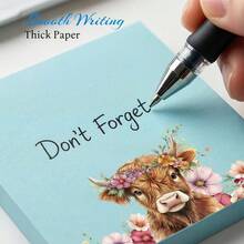 12/9/6/3/1pc Multicolor Macaron Highland Cow Cartoon Sticky Note Gift Set, 10+ Low Saturation Macaron Pastel Color Covers, Each Featuring Different Highland Cow Designs With Sunflower, Daisy, Floral, Bow, Heart And Other Fresh Floral Decorations, Soft And Healing Hand-Drawn Watercolor Style - A - View 7