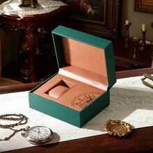 1 Pc Luxury PU Leather Single Watch Box, Flip-Top Watch Storage Display Case With Soft Lining, Vintage Watch Holder Organizer Gift For Men Watch Lovers - Multicolor - View 9