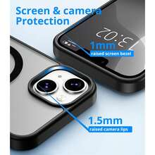 磁吸磨砂保護殼，適用於 iPhone 13 15 14 16 17 11 12 Pro Max Plus 17e 16e，防震防摔手機殼 - 黑色 - 查看 3